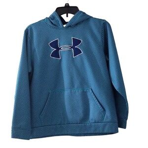 UNDER ARMOUR Youth Sz L Loose Sweatshirt Outdoor Sports Geometric Blue Hoodie